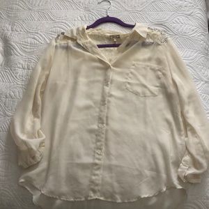 Kirra Sheer Cream Button Down w/ lace back